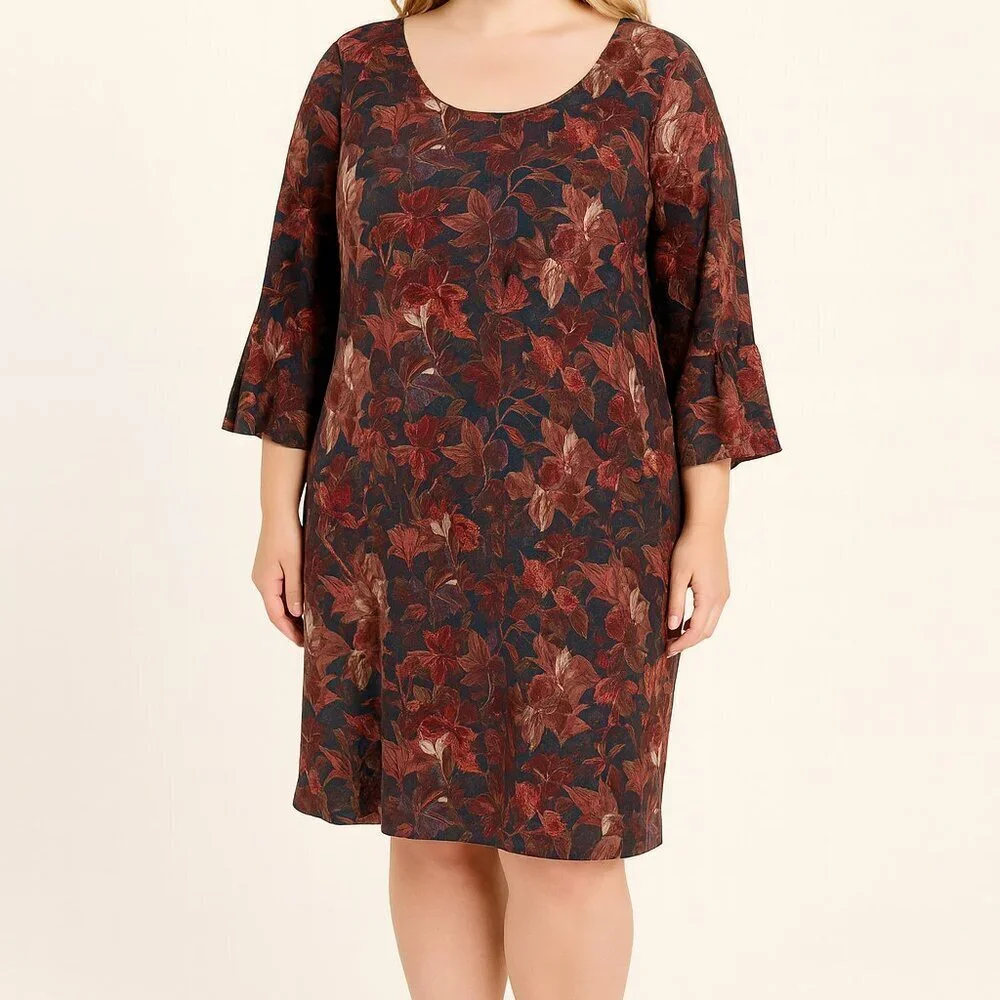 garnet hill silk dress NWOT Garnet Hill Silk Chiffon Bell-Sleeve Dress Floral Iris Size 8